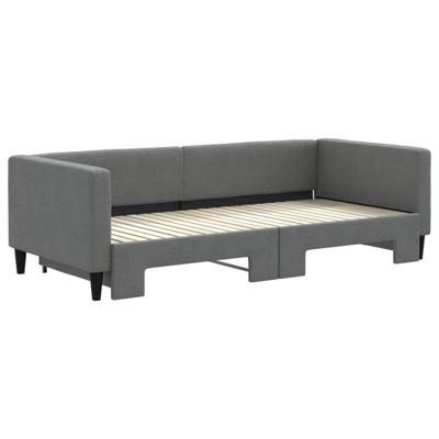 Slaapbank met onderschuifbed 90x200 cm stof donkergrijs