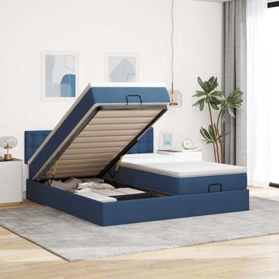 Ottoman bed met matrassen 180x200cm stof blauw