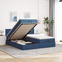 Ottoman bed met matrassen 180x200cm stof blauw - thumbnail