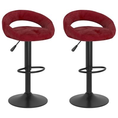 VidaXL Barkrukken 2 st fluweel wijnrood VidaXL Barkrukken 2 st fluweel wijnrood