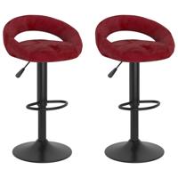 VidaXL Barkrukken 2 st fluweel wijnrood - thumbnail