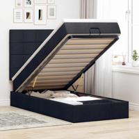 Ottoman bed met matras 80x200cm stof zwart - thumbnail
