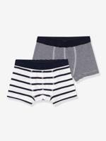 Set van 2 gestreepte boxershorts PETIT BATEAU veel wit - thumbnail