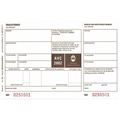 Vrachtbrief iezzy bva 1001 19x12cm 3voud