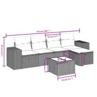 5-delige Loungeset met kussens poly rattan zwart - thumbnail