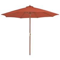 VidaXL Parasol met houten paal 300 cm terracotta - thumbnail
