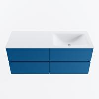 MONDIAZ VICA 120cm badmeubel onderkast Jeans 4 lades. Wastafel CLOUD rechts zonder kraangat, kleur Talc. - thumbnail