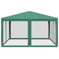 Partytent met 8 mesh zijwanden 4x4 m HDPE groen - thumbnail