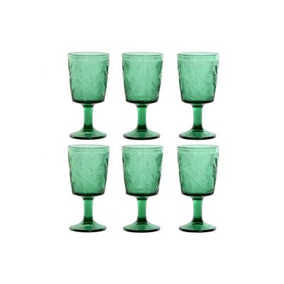 Set van bekers Home ESPRIT Groen Kristal 285 ml (6 Stuks)
