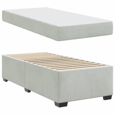 Bedframe met matras met matras Lichtgrijs 80 x 200 cm Fluweel