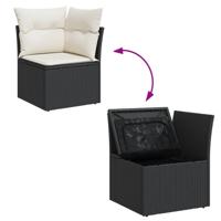11-delige Loungeset met kussens poly rattan zwart - thumbnail