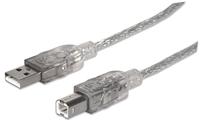 Manhattan USB-kabel USB 2.0 USB-A stekker, USB-B stekker 1.80 m Zilver 333405 - thumbnail