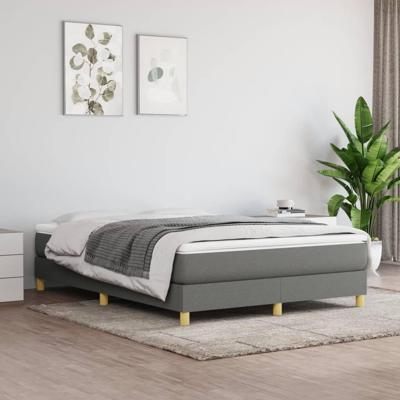 Boxspring met matras stof donkergrijs 140x200 cm