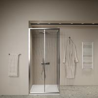 Douchecabine Dubbele Schuifdeur BWS Luad 100x80x190 cm Chroom - thumbnail