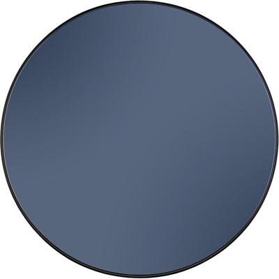 Spiegel - Wandspiegel - Trion Brid - Blauwe Spiegelglas - Rond - 80cm - Metaal - Zwart