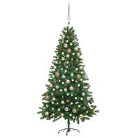 VidaXL Kunstkerstboom met verlichting en kerstballen 150 cm groen - thumbnail