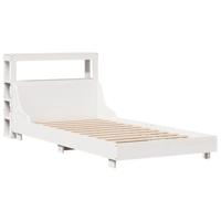 Bedframe zonder matras massief grenenhout wit 90x200 cm - thumbnail