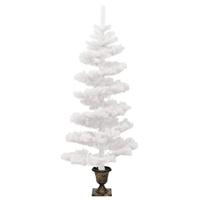 VidaXL Kunstkerstboom met verlichting en pot 120 cm pvc wit - thumbnail