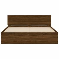 Bedframe met hoofdeinde bruin eikenkleur 140x200 cm - thumbnail