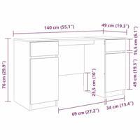 Bureau met lade Betongrijs 140 x 49 x 76 cm Bewerkt hout - thumbnail