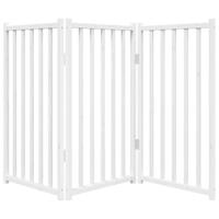 VidaXL Hondenhek inklapbaar 3 panelen 150 cm massief vurenhout wit - thumbnail