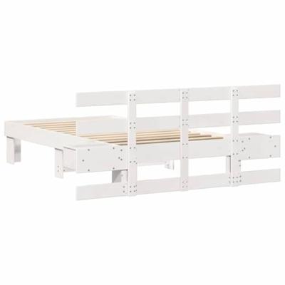 Bedframe met lade met hoofdeinde Wit 100 x 200 cm Massief grenenhout Bedframe met lade met hoofdeinde Wit 100 x 200 cm Massief grenenhout