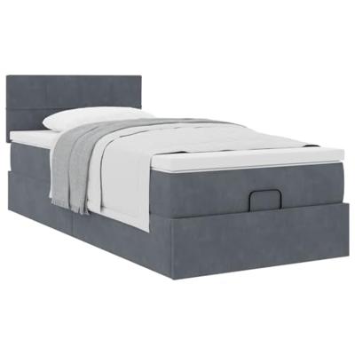 Ottoman bed met matras 100x200 cm fluweel donkergrijs