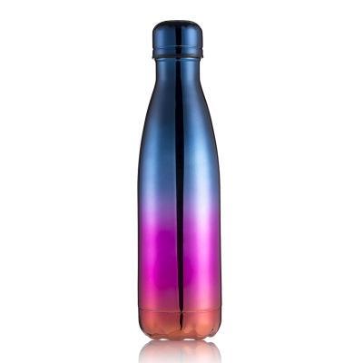 Thermische beker vacuüm kolf warmte waterfles draagbare roestvrijstalen sport ketel capaciteit: 500ml (blauw paars goud)