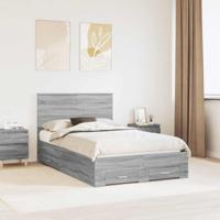 Bedframe met hoofdeinde Grijs Sonoma 135 x 190 cm Bewerkt hout - thumbnail