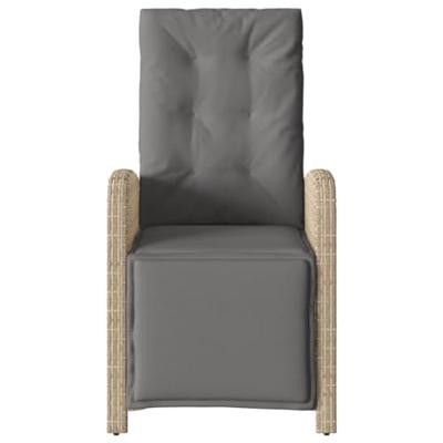Tuinstoel verstelbaar met voetensteun poly rattan gemengd beige - thumbnail