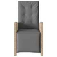 Tuinstoel verstelbaar met voetensteun poly rattan gemengd beige - thumbnail