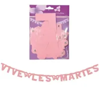 Letterslinger Vive les Mariès roze 160 cm | 24 stuks - thumbnail