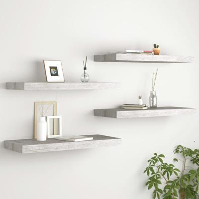 VidaXL Wandschappen zwevend 4 st 60x23,5x3,8 cm mdf betongrijs VidaXL Wandschappen zwevend 4 st 60x23,5x3,8 cm mdf betongrijs