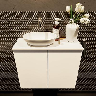 MONDIAZ FOWY toiletmeubel 60cm kleur talc. Waskom positie links kleur talc | talc. Zonder kraangat