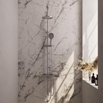 Brauer Brushed Edition Opbouw Thermostatische Regendoucheset - Hoofddouche 20 cm - Handdouche 3 Standen - Doucheslang - Rvs Geborsteld Pvd