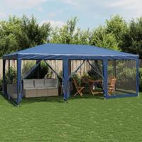 Partytent met 10 mesh zijwanden 6x4 m HDPE blauw - thumbnail