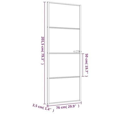 VidaXL Binnendeur smal 76x201,5 cm gehard glas en aluminium zwart VidaXL Binnendeur smal 76x201,5 cm gehard glas en aluminium zwart