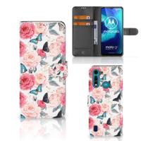 Motorola G8 Power Lite Hoesje Butterfly Roses - thumbnail