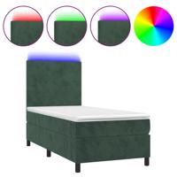 Boxspring met matras en LED fluweel donkergroen 160x200 cm - thumbnail