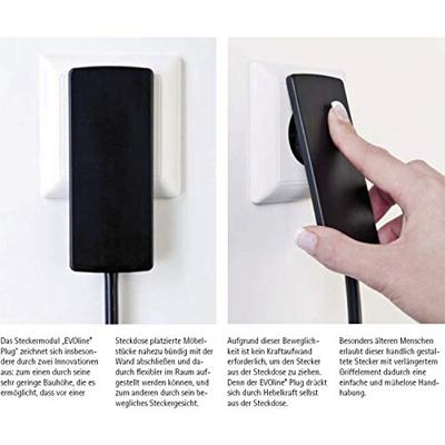 EVOline 1510.0000.0300 Platte stekker met randaarde Kunststof Met uittrekhulp 230 V Wit IP20