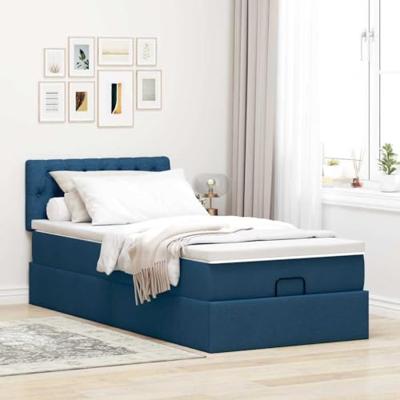 Ottoman bed met matras 80x200cm stof blauw
