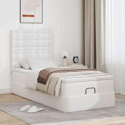 Ottomaanse bed met matras 100x200cm kunstleer wit