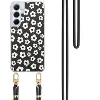 Samsung Galaxy A55 hoesje met zwart koord - Retro bloempjes - thumbnail