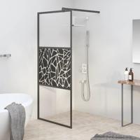 VidaXL Inloopdouchewand met stenenmotief 80x195 cm esg-glas zwart - thumbnail