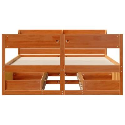 Bedframe zonder matras massief grenenhout wasbruin 120x190 cm