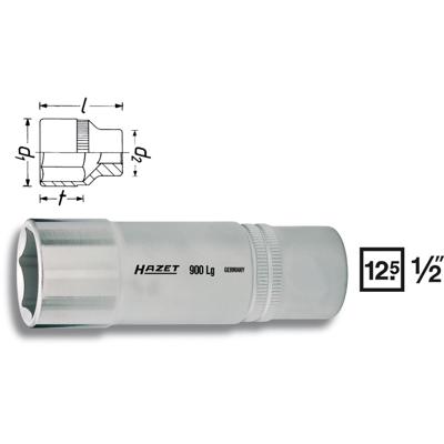 HAZET Dopsleutel 900LG-32 · 1/2 inch (12,5 mm) vierkant hol · Buiten-zeskant-tractieprofiel · SW 32 mm HAZET Dopsleutel 900LG-32 · 1/2 inch (12,5 mm) vierkant hol · Buiten-zeskant-tractieprofiel · SW 32 mm