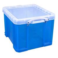 Really Useful Box opbergdoos 35 liter, transparant, blauw - thumbnail