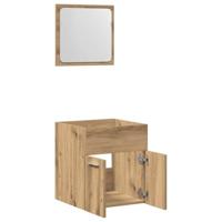2-delige Badkamermeubelset bewerkt hout artisanaal eikenkleur - thumbnail