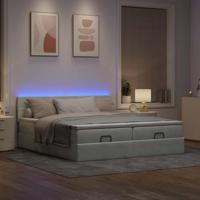 Ottoman bed met matrassen en LED's 180x200cm fluweel lichtgrijs - thumbnail