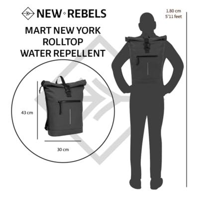 New Rebels Mart New York Zwart 21L Rugzak Rolltop Waterafstotend Laptop 15.6" New Rebels Mart New York Zwart 21L Rugzak Rolltop Waterafstotend Laptop 15.6"